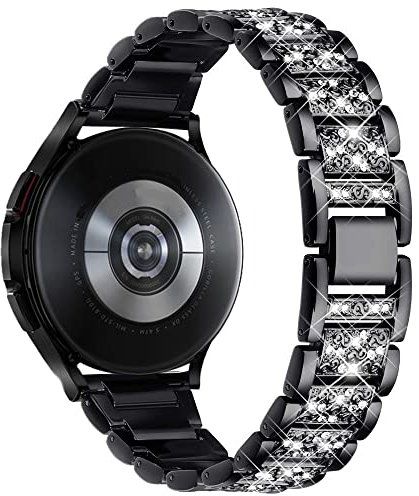 20mm Metall Armbänder für Samsung Galaxy Watch 7 6 5 4 FE Armband 40mm 44mm/6&4 Classic/5 Pro 45m/3 41mm/Active 2/Watch 42mm Damen,Glänzendes Diamant Metallarmband für Amazfit BIP/GTR 42mm/GTS/2/2e/3