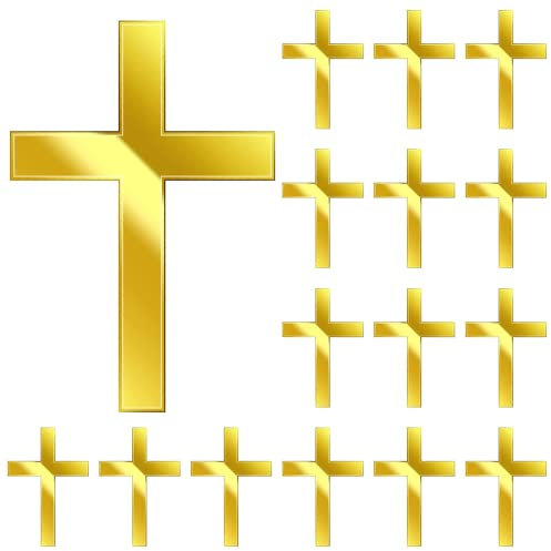 Tortenaufleger Kommunion,16 Stück Acryl Kreuz Tortenaufsatz,Tischdeko Konfirmation Kommunion Deko,Taufe Kreuz Kuchen Topper Cupcake Topper Golden,Hochzeit,Erstkommunion,Babyparty,Geburtstag Party