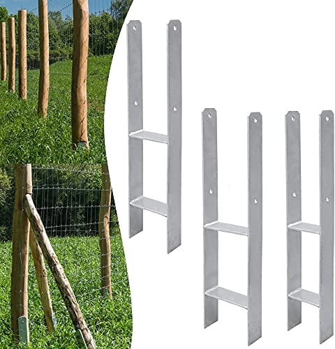 Ikodm 101MM 4 Stück Pfostenträger Pfosten 101 x 600 x 60 mm H-anker Langlebig Vierkantholzpfosten für Pfosten Zaun, Carports, Stelzenhäuser(4 Stück 101mm)
