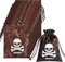 RICHNESS ELX2201 Piraten-Geschenktüten mit Kordelzug, 11,4 x 16,5 cm, Kuhhaut, Piraten-Geschenktüten für Piraten-Partygeschenke, 12 Stück