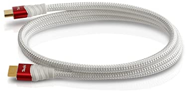 Teufel HDMI-2.0-Rundkabel Highspeed HDMI-Kabel unterstützt alle 2.0-Spezifikationen wie z.B. 4K 50/60p und 4K 3D, Vergoldeter Anschluss (Weiß, 1,5 m)
