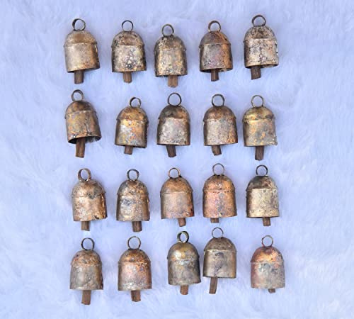 Vivanta Rustikales Dekor Vintage Weihnachtsdekoration Ornamente Glocken,Indisches Dekor Kuhglocke zum Basteln,Jingle Glocken zum Basteln (20, 1.5 Zoll)