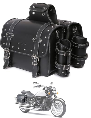 Hochdichtes Leder-Motorrad-Saddebags,Überwurftaschen, Gepäckträger, Seitentaschen mit Getränkehalter,wasserdicht,seitliche Werkzeugtasche,Aufbewahrungstasche für Motorrad,universell,1Paar,L,schwarz