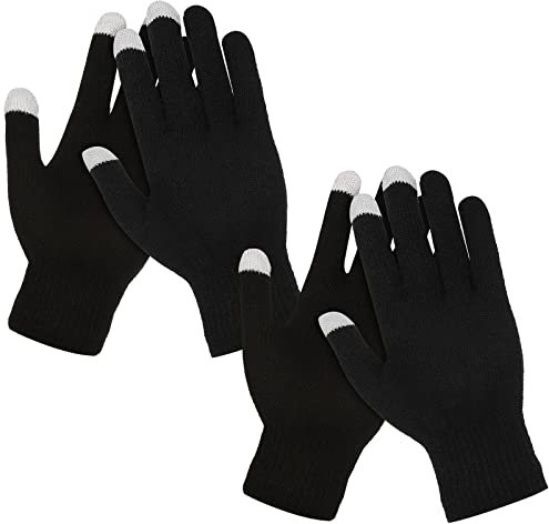 WLLHYF Guantes de invierno para dedos calientes para pantalla táctil 2 pares térmicos de trabajo resistentes al viento de punto elásticos deportivos sólidos para mujeres y hombres en clima frío
