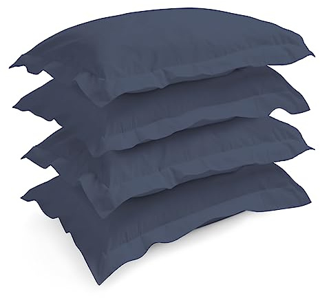 Pizuna Dark Blue Pillow Cases 4 Pack Cotton, 400 Thread Count 100% Long Staple Combed Dark Blue Cotton Pillow Cases pack of 4, Sateen Weave Oxford Pillow Case 50 x 75 cm (Cooling Pillowcases)