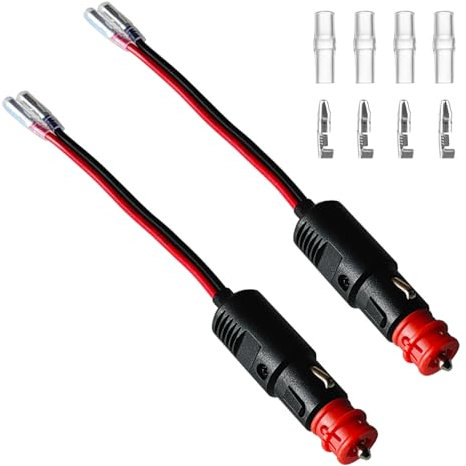 GTIWUNG 2 Stück Zigarettenanzünder Stecker mit Isolierter Abdeckung Rot mit 15CM Kabel, 12V Sicherheits Universal Zigarettenanzünder Stecker für 12V/24V Autos, LKWs und Motorrad