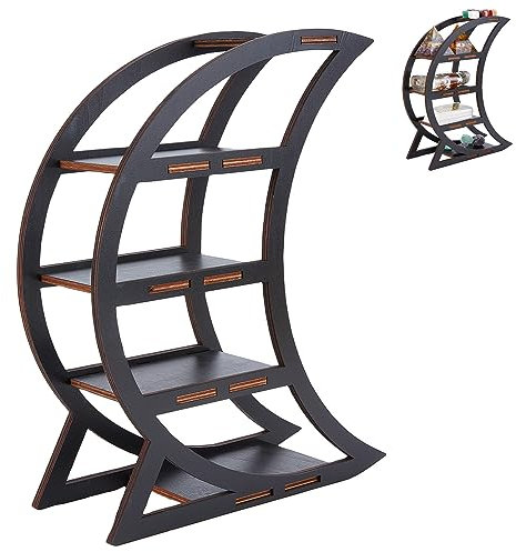 CREATCABIN Moon Crystal Display Shelf Crystal Holder Tabletop Mini Stand Shelves Trinket Shelf Altar Shelf Pagan Rustic Divination Pendel Storage Rack Witch Wooden for Rock Gemstone 8.78x11.61Inch