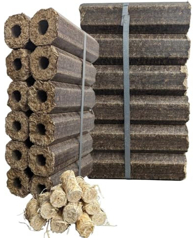 Topline Energy Heat Logs - Ultra Dry Compressed Wood Fuel with Wood Wool Firelighters. Great for Burners, Open Fires and Multi-Fuel Stoves. Planet-Friendly Briquettes Pack of 24