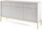 Selsey VELLORE - Kommode 3-türig mit 3 Schubladen, Grau mit geriffelten Fronten mit goldenen Metallbeinen, 154 cm