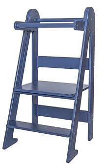TOYBOX Lernturm Klappbar für Kinder, Höchste Sicherheit, Montessori Ab 1 Jahr, Küchenhelfer und Learning Tower (Navy Blue)