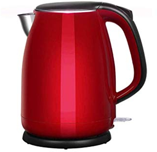 Bollitore elettrico in acciaio inossidabile, bollitore elettrico per uso domestico da 1,5 litri, doppio strato, rosso vision