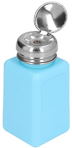 gernie 200ml Push Down Alcohol Dispenser Pump Bottle Methanol Container, ESD Safe Anti Static Solvent Dispenser with Stainless Steel Press Head, for Acetone, IPA Solvent (Blue)