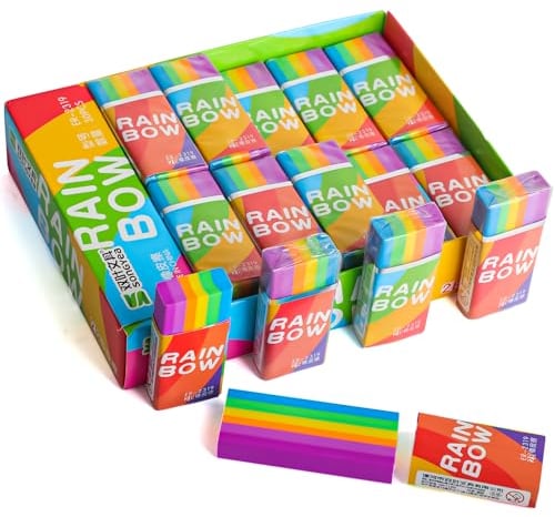 30 Stück 2B Radiergummi für Kinder, Regenbogen Schreibwaren für Kinderpartys, Gummi für Bleistifte und Buntstifte, Skizzieren, Malen, Kunst
