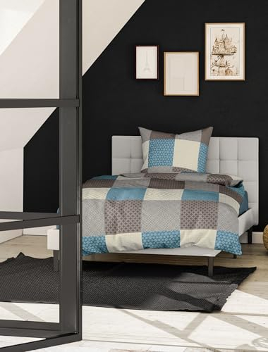 Bierbaum Bettwäsche 6277, Renforcé, 100% Baumwolle, designed in Germany, mokka 04, 135 x 200 + 80 x 80 cm