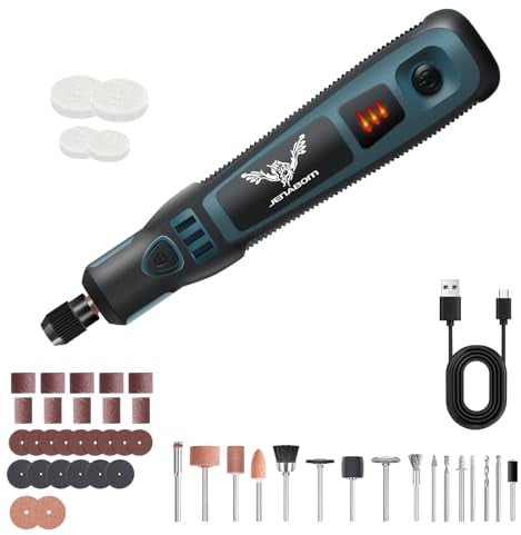 JENABOM Mini Cordless Rotary Tool Kit, USB Charging, 3-Speed Multi-Purpose 3.6V Power Tool for Sanding, Polishing, Drilling, Etching, Engraving, DIY Crafts with 50 Accessories