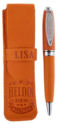 History & Heraldry Bamboo Persönlicher und individueller Kuli Kugelschreiber Stift mit Namen und Spruch Personalisiertes Etui Monogramm-Design persönliches Geschenk (Kuli Lisa)