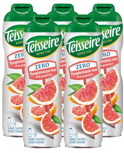 Teisseire Sirup Pink Grapefruit zero Zucker 600ml - Cocktails, Milchshakes (5er Pack)