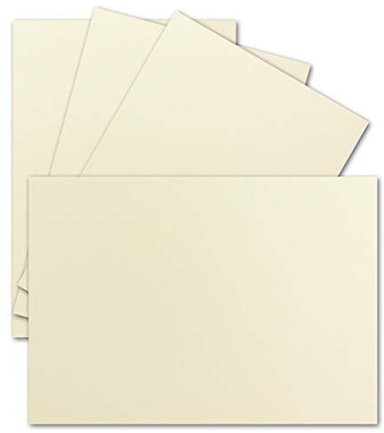 50x Einzelkarten Din A7-10,5 x 7,3 cm - 240 g/m² - Vanille (Creme) - Blanko Mini-Karten ideal für Geschenkanhänger, Namenskarten & Visitenkarten