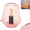 HOFSTEIN Tischleuchte Telhais, Tischlampe aus Metall/Glas in Schwarz/Rosa, Leuchte im modernen Vintage/Retro-Design mit Schirm aus Glas (Ø 17cm) u. An/-Auschalter am Kabel, 1 x E27, ohne Leuchtmittel