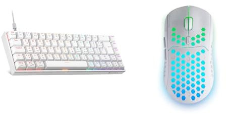 KOORUI Mechanisch Tastatur, 60% Gaming Tastatur & Mars Gaming MMW3W, Kabellose Gaming Maus, RGB Flow, Ultraleicht 79g, 3200DPI, Weiß