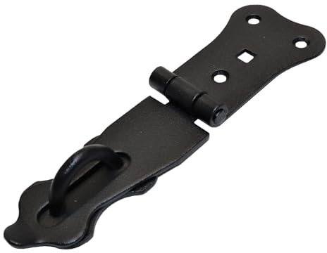Door Latch Hasp and Staple - Heavy Duty Garage/Gate/Garden Clasp Padlock for Shed Cabinet - Metal Strong Black Powder Coated Security Locks - 100 mm (4 inch)