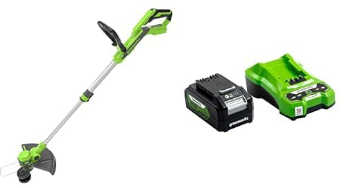 Greenworks 24V Coupe Bordure sans Fil pour Petits et Moyens Jardins, Largeur de Coupe de 30 cm, G24LT30 + Greenworks Batterie et Chargeur 24V 4Ah - G24B2 & G24UC