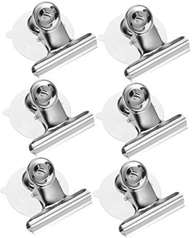 KICHOUSE Stainless Steel Cup Clamps 6 Piece Set Round Clips for Hanging Non for Bath Tub Shower Laundry Room