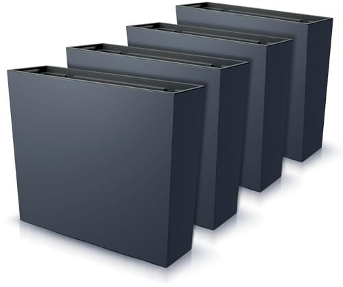 IMJ-Global Urbi Case T Lot de 4 pots de fleurs rectangulaires en plastique, 58 x 18 x 49,8 cm, au design moderne, pour intérieur et extérieur, noir, 44 L
