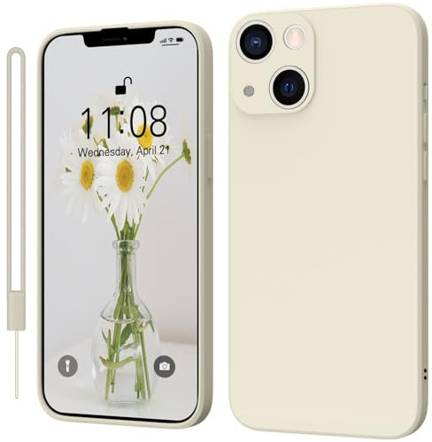 KPPIT Compatible with iPhone 14 case,Silicone Case,Ultra Slim Soft Gel Anti-Scratch,Microfiber Lining,Rubber Shockproof Case Cover for iPhone 14 6.1 inch,Vintage White