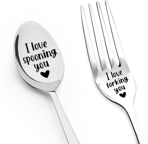 I Love Forking Sponning You Fork and Spoon Set Girlfriend Boyfriend Christmas Gifts for Wife Husband Anniversary Birthday Gift for Fiance Fiancee Engagement Wedding Gifts for Him Her I Love You Gift