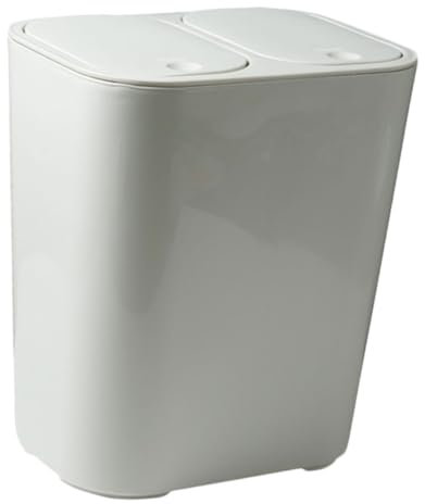 LABRIMP Poubelle de tri poubelle à marchepied deux poubelles et bacs de recyclage poubelle de bureau poubelle pour seau à ordures baril de déchets corbeille pp blanche
