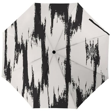 YBQLNP Automatischer Regenschirm Schwarz Und Weiß Taschenschirm Winddicht Sturmfest Für Herren Damen Teenager