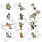Set mit 12 verschiedenen Tischsets – Motiv Wildtiere, Wald und auch auf dem Bauernhof... Giraffe, Panda, Faultier, Eule, Eichhörnchen, Kuh, Esel, Hund, Katze, Dinosaurier ...