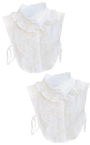 GALPADA 2 Pièces Demi Chemise Faux Col Faux Col En Dentelle Femmes Chemises Blanche