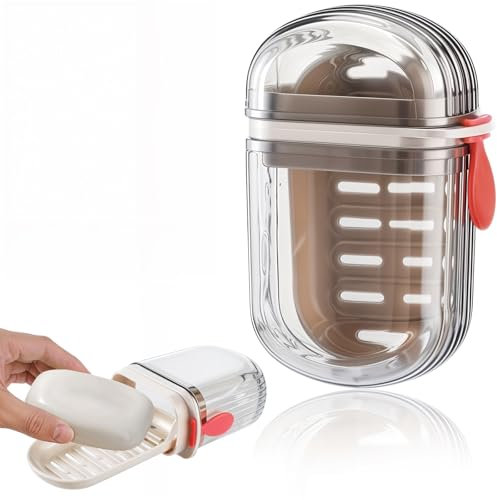 Seifendose Reise,2 Stück Versiegelte Auslaufsichere Seifenbox Festes Shampoo Aufbewahrung Seifendose mit Deckel und Abtropfschale für Zuhause Outdoor-Camping Reisen Badezimmer