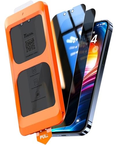 TOCOL 2 Pack for iPhone 12 Pro Max Privacy Screen Protector 6.7-Inch, True 25°Anti Spy, Instant Installation, 16FT Military Grade Shatterproof, Tempered Glass, Case Friendly, Coverage Protection