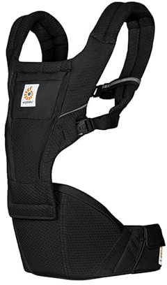 Ergobaby Alta Hip Seat Babytrage mit Babyhüftsitz für Babys und Kleinkinder ab 4 Monaten (5,5 kg - 20,4 kg), Hüftsitz Trage Hüfttrage mit SoftFlex Mesh, Onyx Black