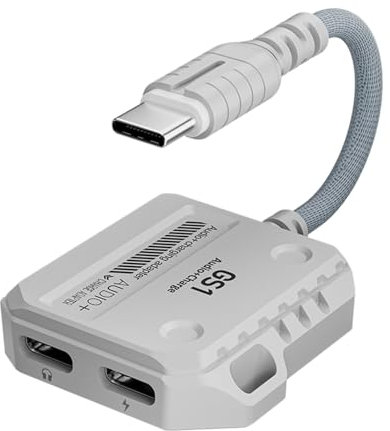 Carte son HiFi USB C vers port casque avec charge rapide, puissance 60 W, câble de 6 cm de long pour améliorer le jeu