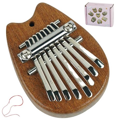 BEAHING Finger Klavier, Kalimba 8 Katze geformt Kalimba Daumen Klavier Handheld Finger Piano mit Lanyard & Metal -Kette tragbares Daumen Klavier für Kinder, Erwachsene, Finger -Daumen Klavier