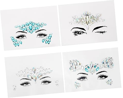 Beavorty 4 Adesivi Per Gioielli Per Il Viso Con Strass Adesivi Per Feste in Maschera Matrimoni Occasioni Festive