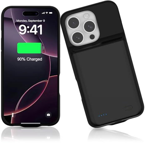 HUOBAO Battery Case for iPhone 16 Pro-(6.3 inch), 7000mAh Ultra-Slim 15W Portable Fast Charger Charging Case 360°Protection Rechargeable Powerbank Extended Battery for iPhone 16 Pro, Black