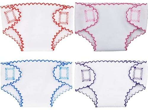Toyvian 4 Pièces Couches Réutilisables en Tissu pour Mini Poupée 6.10X3.94In sous-Vêtements De Poupée Accessoires De Jeu D'Imagination Cadeau Enfant