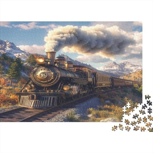 Dampfzug Puzzle 1000 Teile,für Erwachsene, Impossible Puzzle,farbenfrohes Legespiel,Geschicklichkeitsspiel Für Die Ganze Familie,Erwachsenenpuzzle Puzzel 1000pcs (75x50cm)