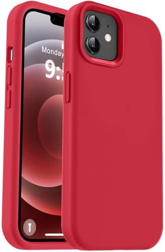 Vooii Compatible with iPhone 12 Case/iPhone 12 Pro Case, Liquid Silicone Upgrade [Fit for Battery Charger Cases] [Shockproof Drop Protection] Phone Case 6.1 inch - Red