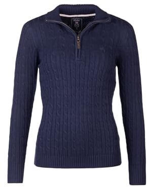 Rydale Ladies Quarter Zip Cable Knit Jumper Womens Chunky Knitted Sweater Long Sleeve Pullover Half Zip V Neck Jumpers