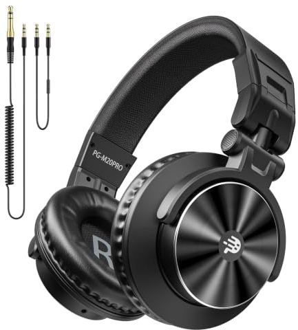 PUPGSIS Wired Over Ear Headphones: Studio Monitor Headphones - Professional 50mm Drivers 40kHz DJ Stereo Headphones - 1/4 to 3.5mm Audio Jack for Recording/Mixing/Podcast/Guitar/Keyboard