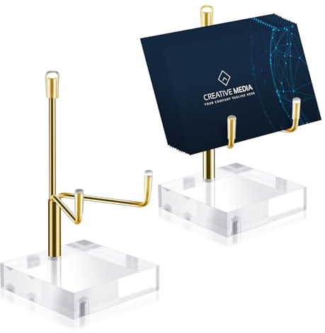Heclia 2 Pcs Adjustable Metal Arm Display Stand Rock Crystal Stands for Display Gold Small Plate Stands Easel Displays Holder with Acrylic Base Mineral Stand for Geodes Mineral Agate Collection