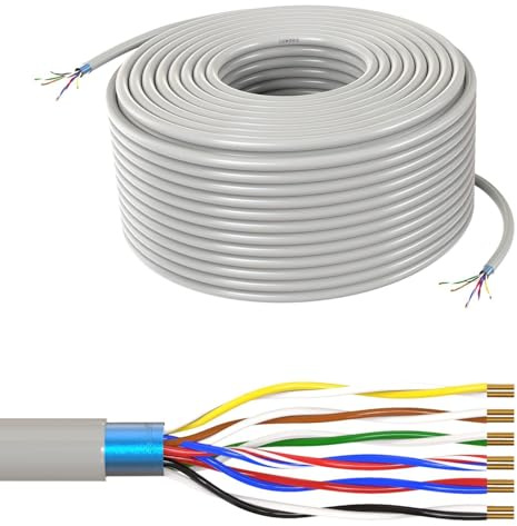 Lumonic Cavo telefonico JYSTY grigio | 6x2x0,6mm CCA | 25m | codice colore & schermato | Marcatura del metro | Cavo per telecomunicazioni, Cavo di collegamento telefonico