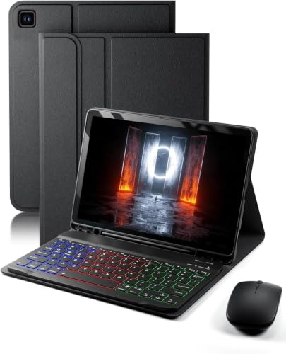 Dazzle Magic Keyboard Étui avec clavier pour Samsung Galaxy Tab S6 Lite 10,4 2024/2022/2020 avec clavier rétroéclairé et souris Noir