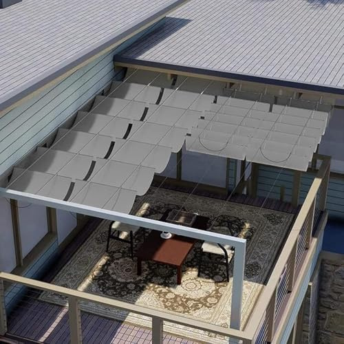 Tenda da sole allungabile, tenda avvolgibile per giardino, pergolato e cortile, facile sostituzione del filo scorrevole, copertura durevole ed elegante